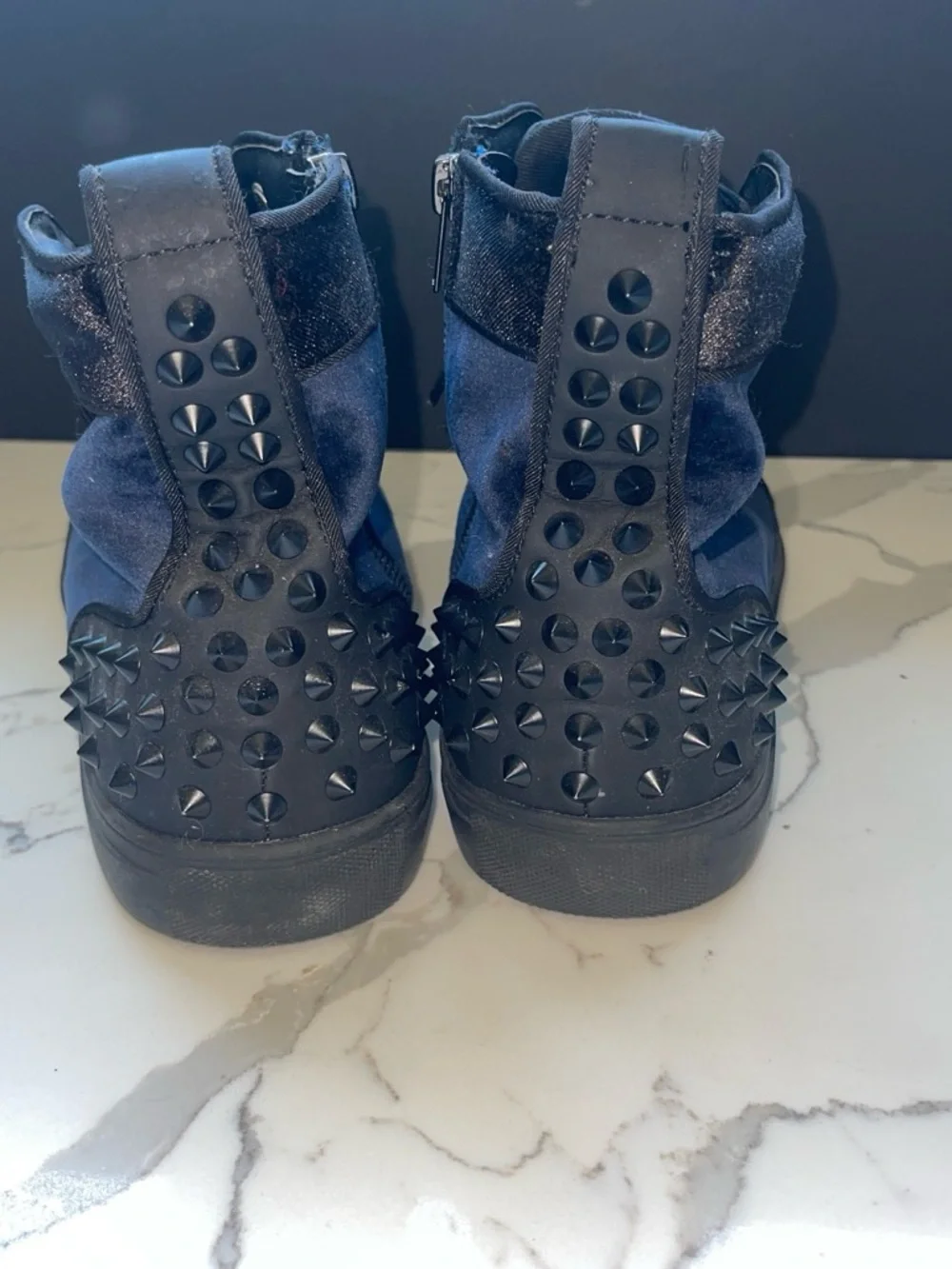 Steve Madden Navy Velvet High-Top Sneakers with Black Accents Punk Rock